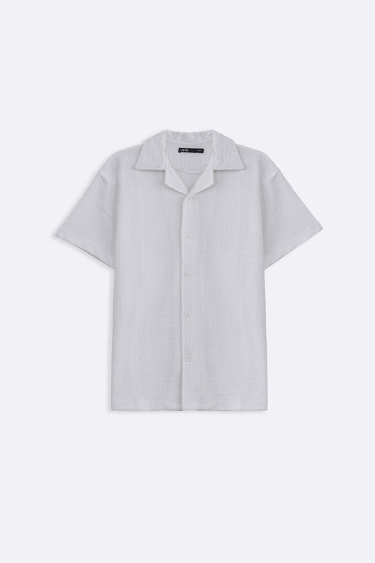 WHITE RESORT TEXTURED SHIRT