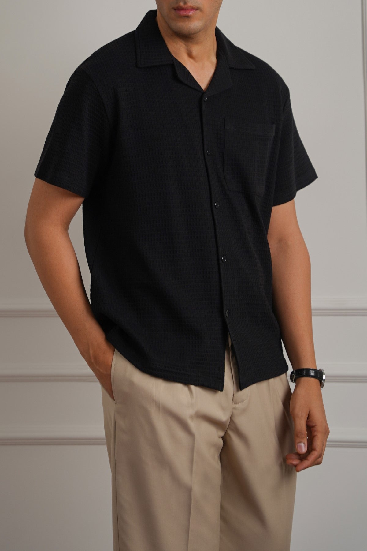 CUBAN COLLAR TEXTURED SHIRT – Lama Retail