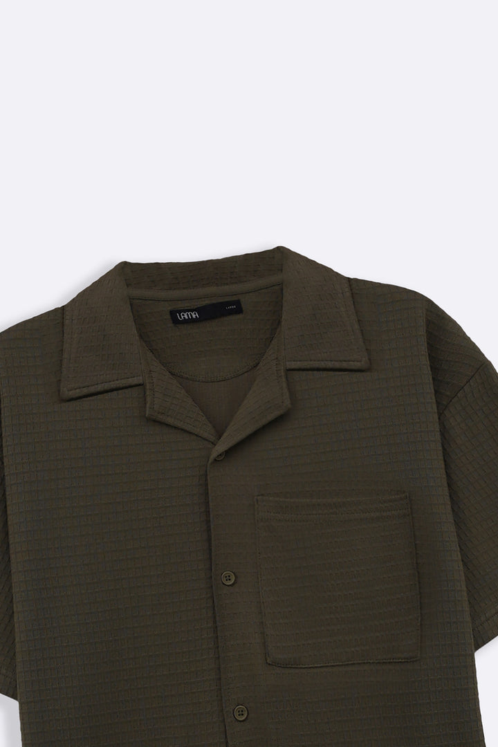 CUBAN COLLAR TEXTURED SHIRT