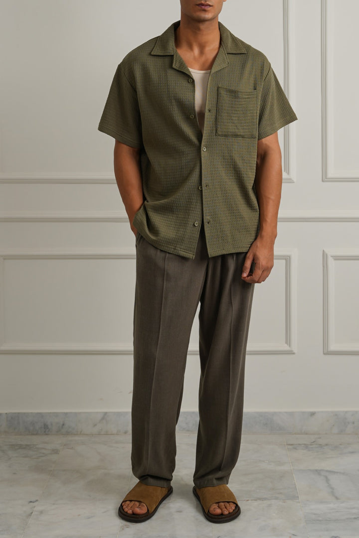 CUBAN COLLAR TEXTURED SHIRT