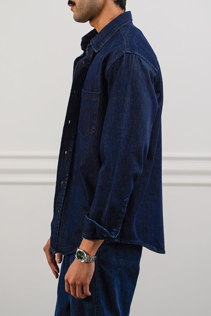 DARK BLUE TAILORED DENIM SHIRT