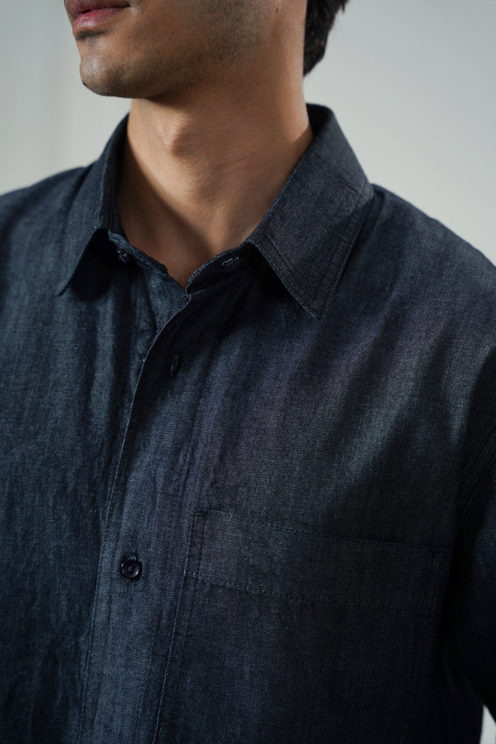 DARK BLUE DARK DENIM SHIRT
