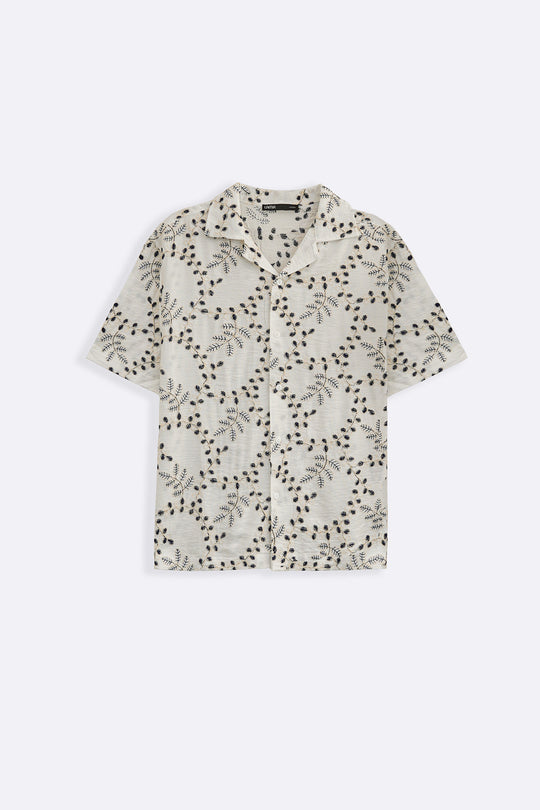 OFF WHITE PREMIIUM EMBROIDERED SHIRT