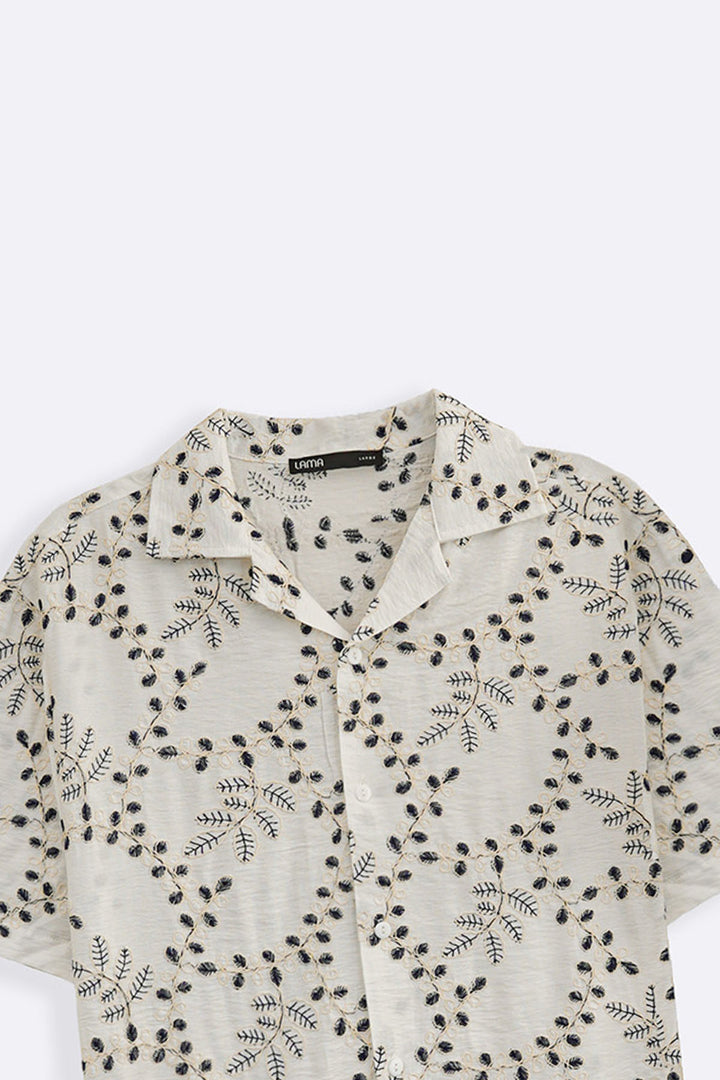 OFF WHITE PREMIIUM EMBROIDERED SHIRT