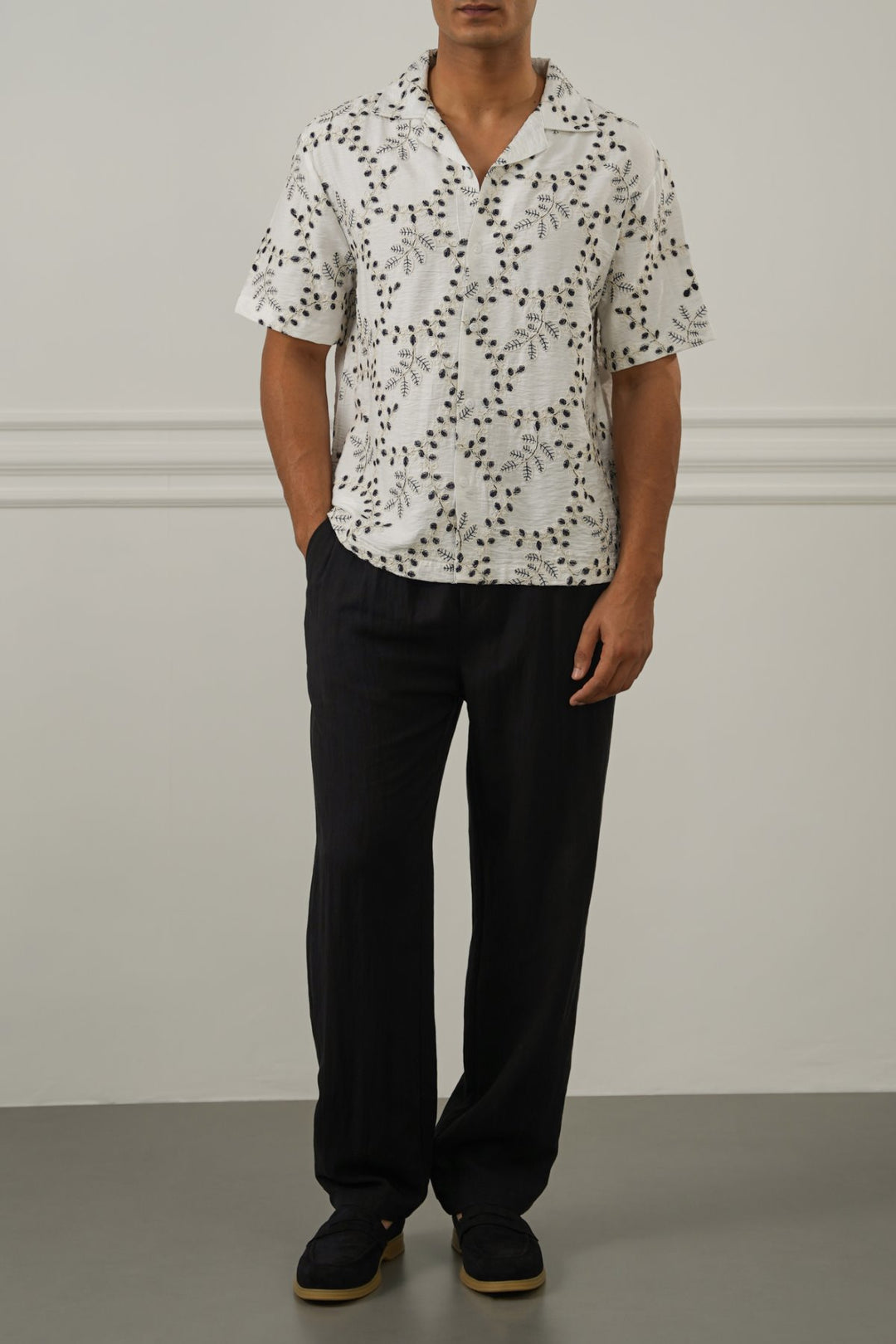 OFF WHITE PREMIIUM EMBROIDERED SHIRT