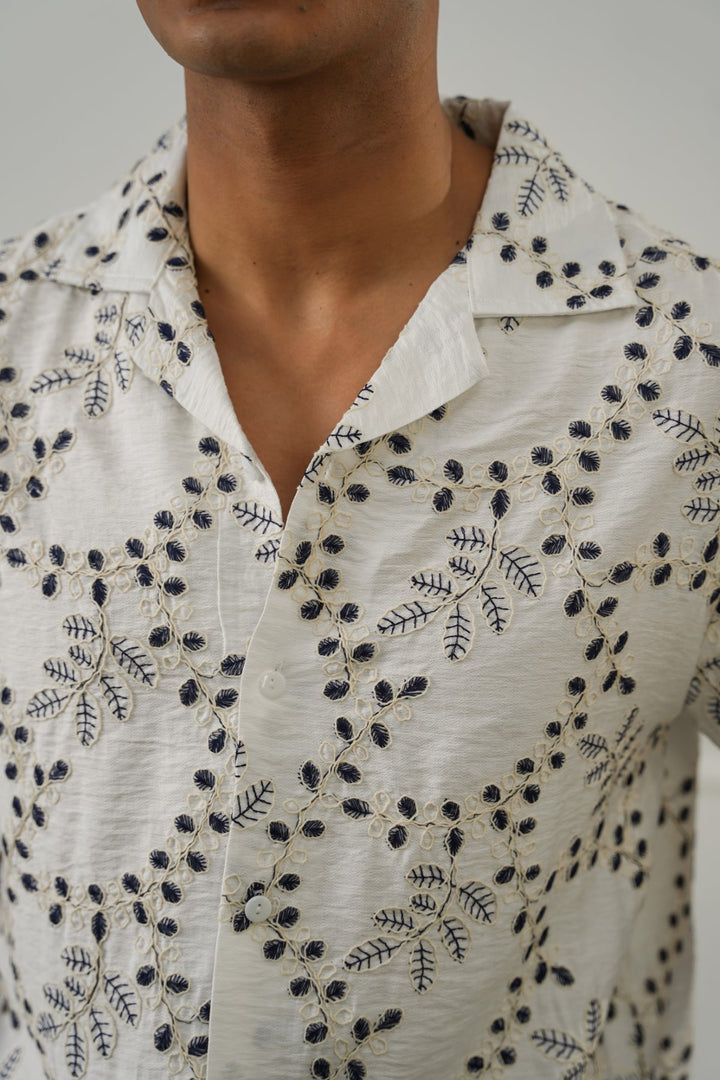 OFF WHITE PREMIIUM EMBROIDERED SHIRT