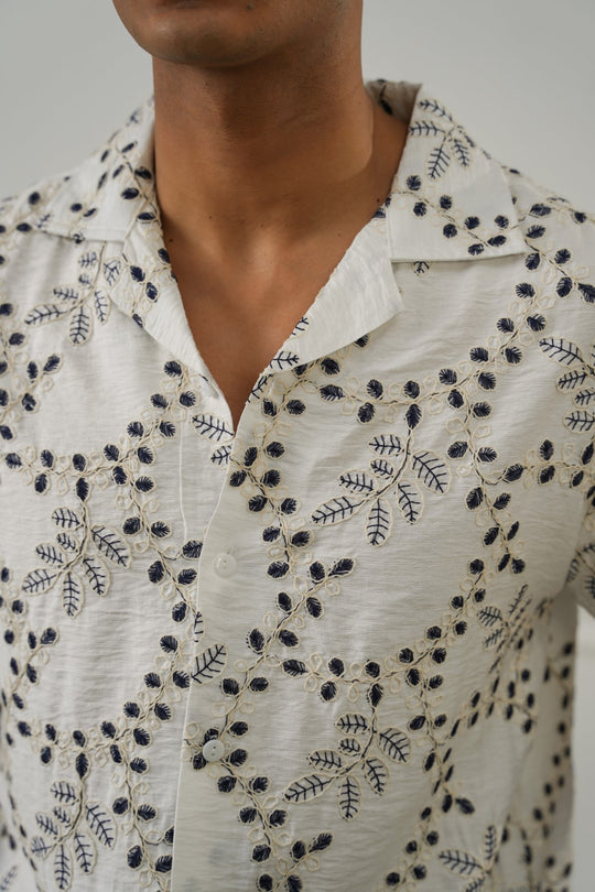 OFF WHITE PREMIIUM EMBROIDERED SHIRT