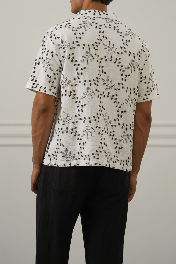 OFF WHITE PREMIIUM EMBROIDERED SHIRT