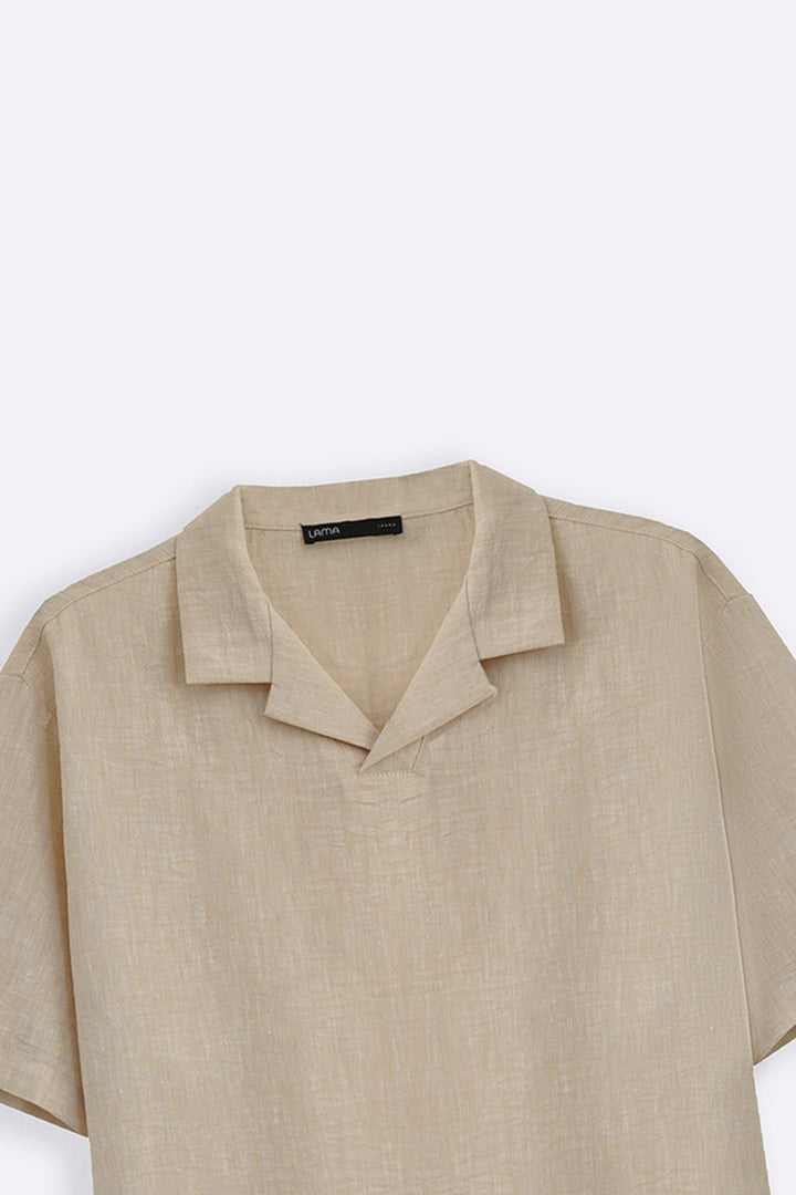 BEIGE RESORT COLLARED SHIRT
