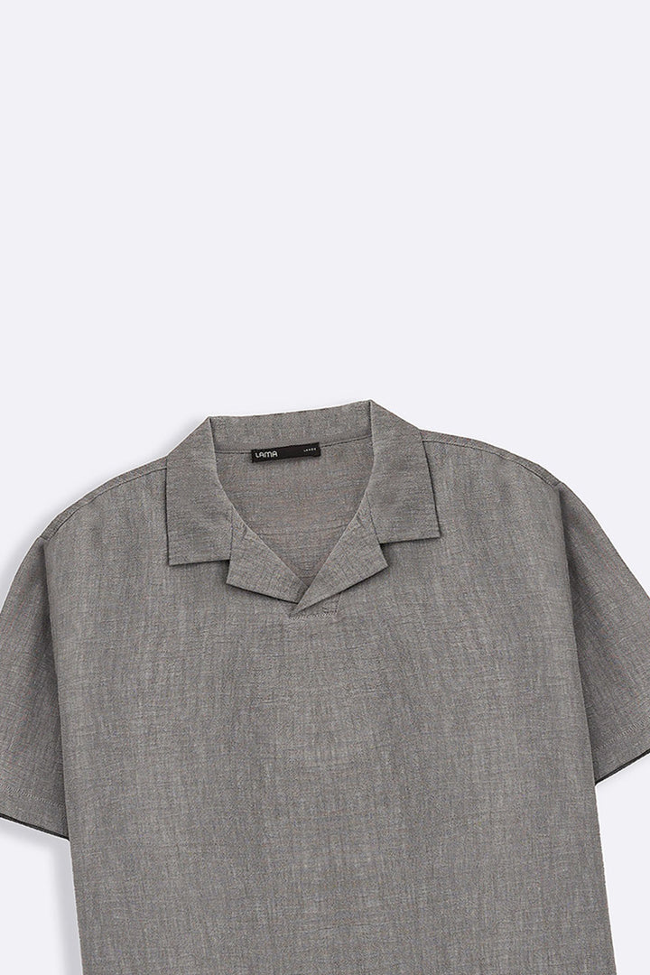 CHARCOAL RESORT COLLARED SHIRT