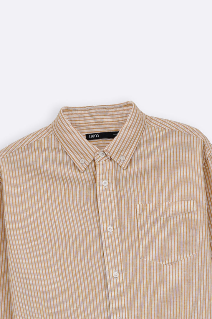 YELLOW STRIPED LINEN BLEND SHIRT