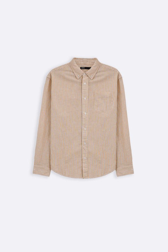 YELLOW STRIPED LINEN BLEND SHIRT