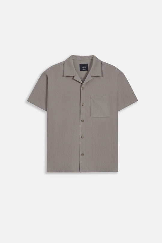 KHAKI SEERCUCKER CAMP COLLAR SHIRT
