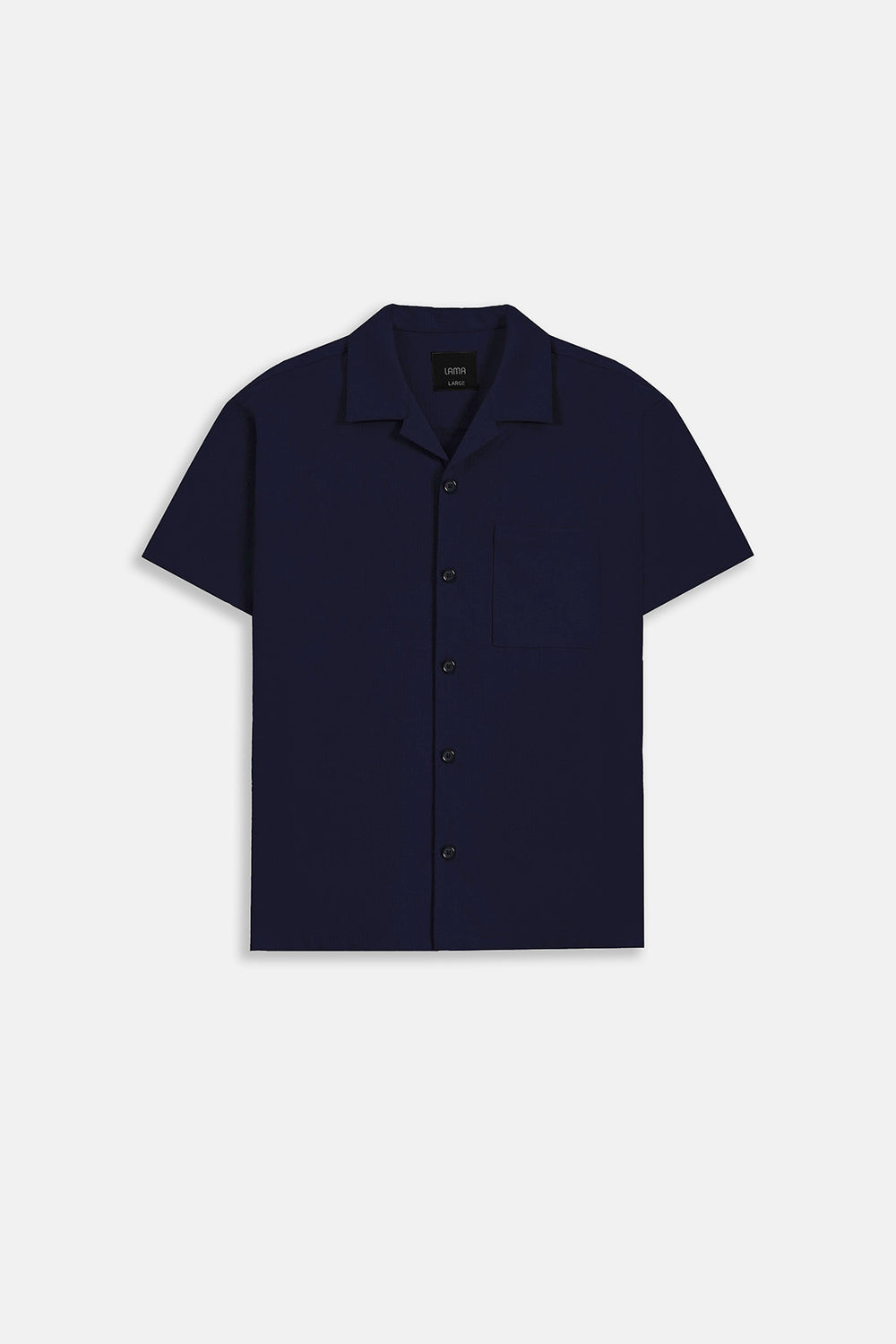 NAVY SEERSUCKER CAMP COLLAR SHIRT