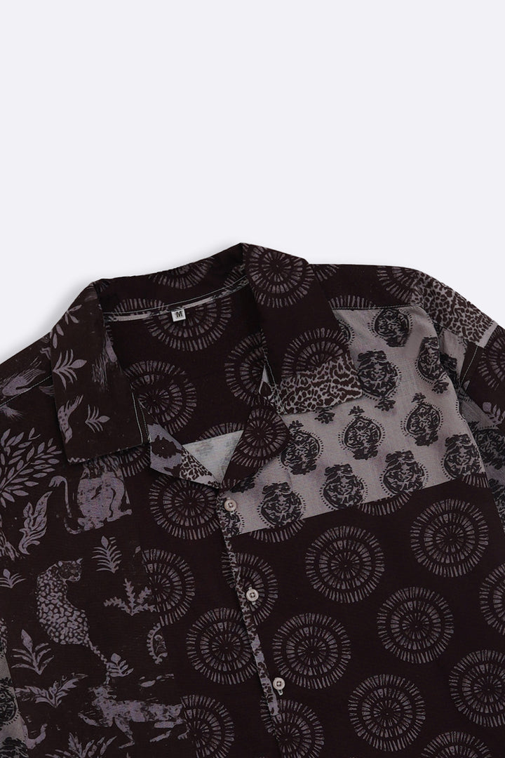 BROWN BATIK PRINT SHIRT