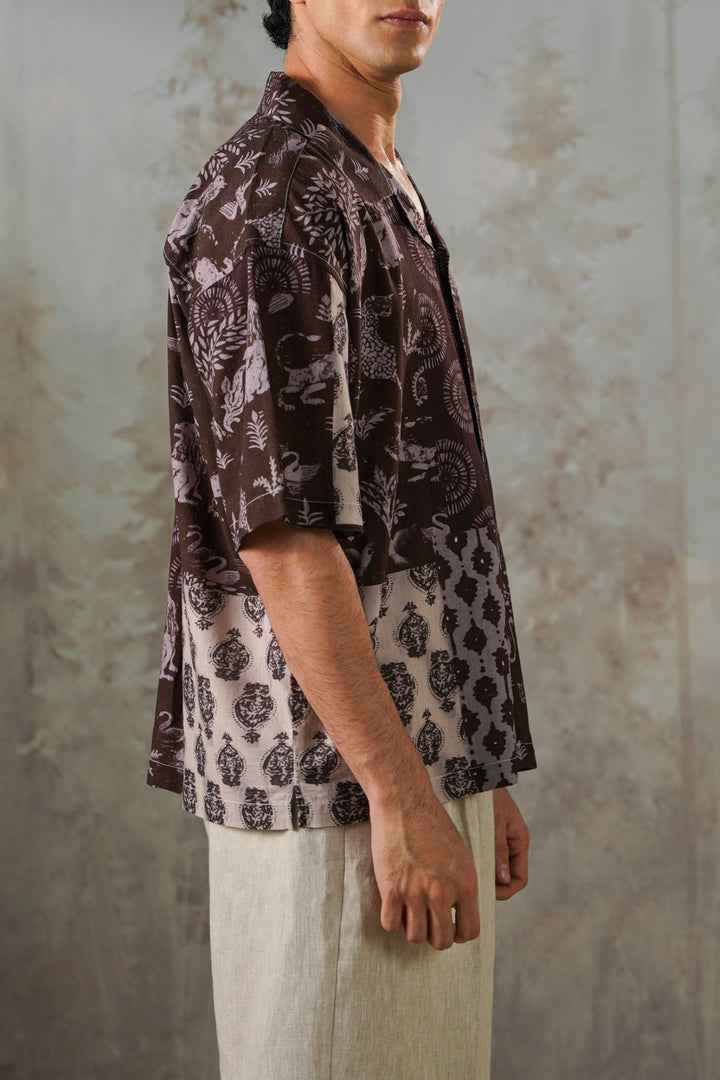 BROWN BATIK PRINT SHIRT
