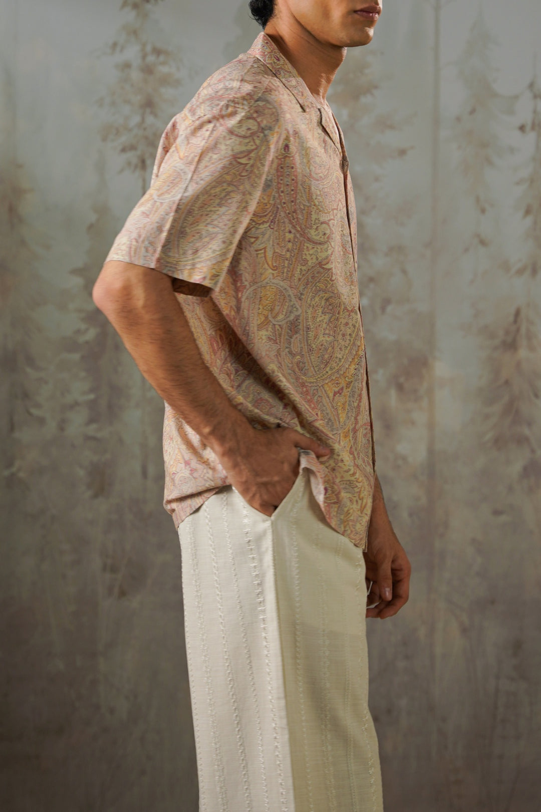 BEIGE PAISLEY PRINT SHIRT