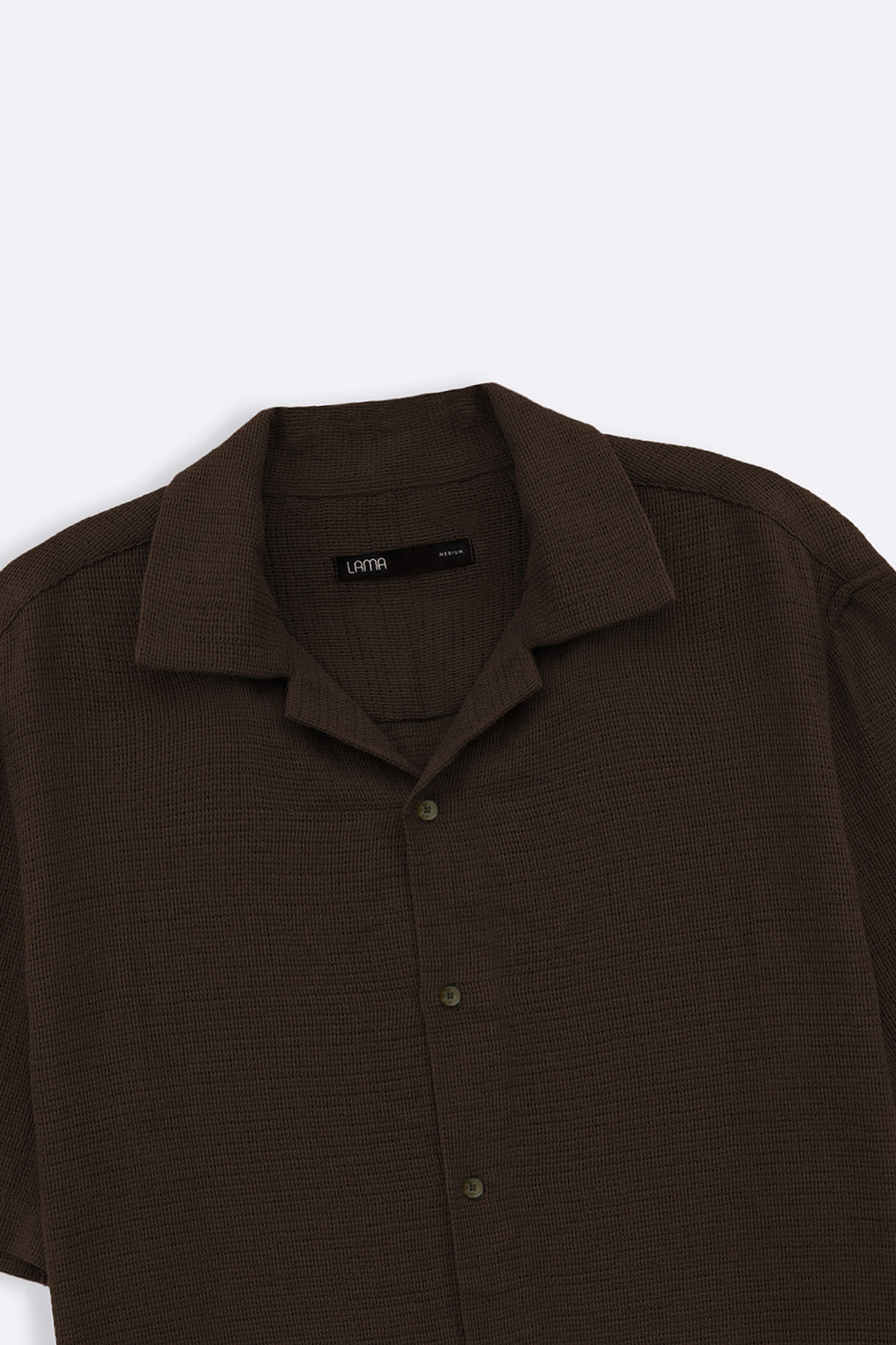BROWN TEXTURED COTTON SAFARI SHIRT