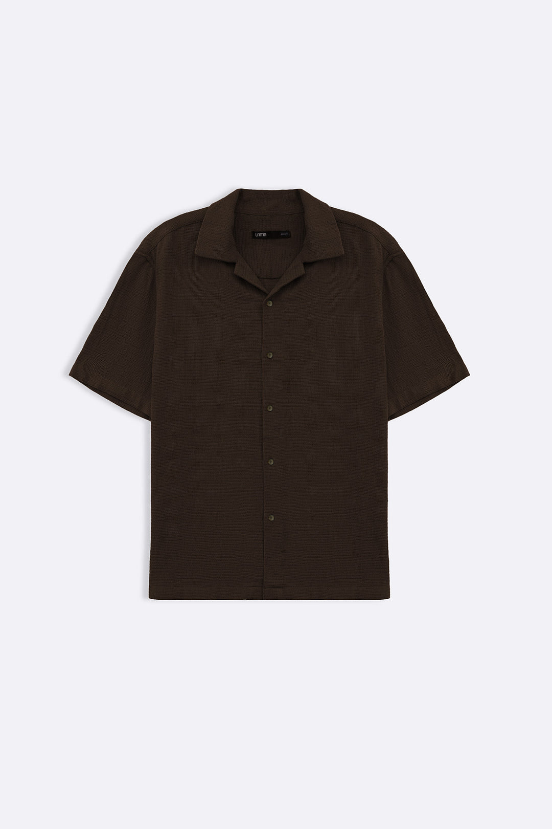 BROWN TEXTURED COTTON SAFARI SHIRT