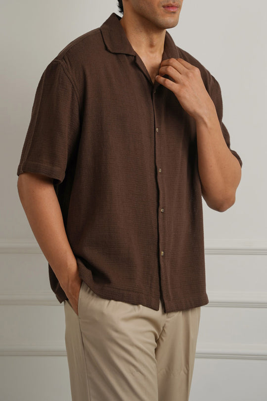 TEXTURED COTTON SAFARI SHIRT