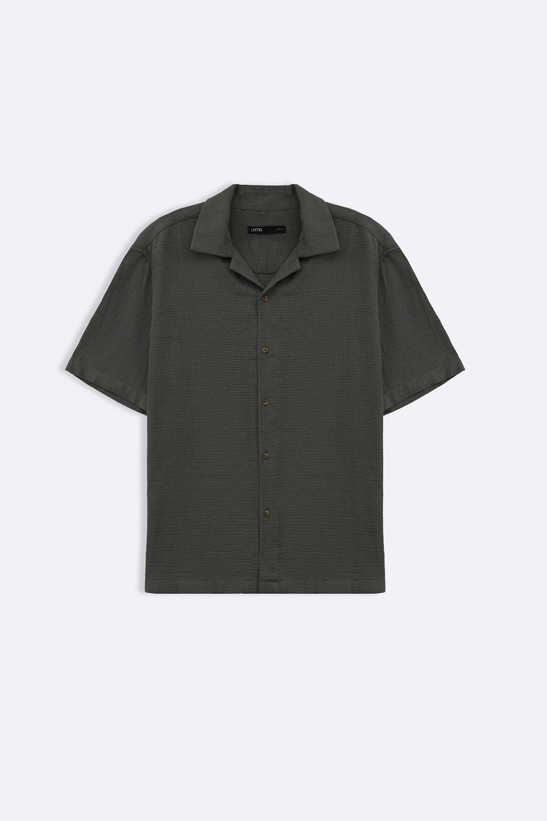 OLIVE TEXTURED COTTON SAFARI SHIRT