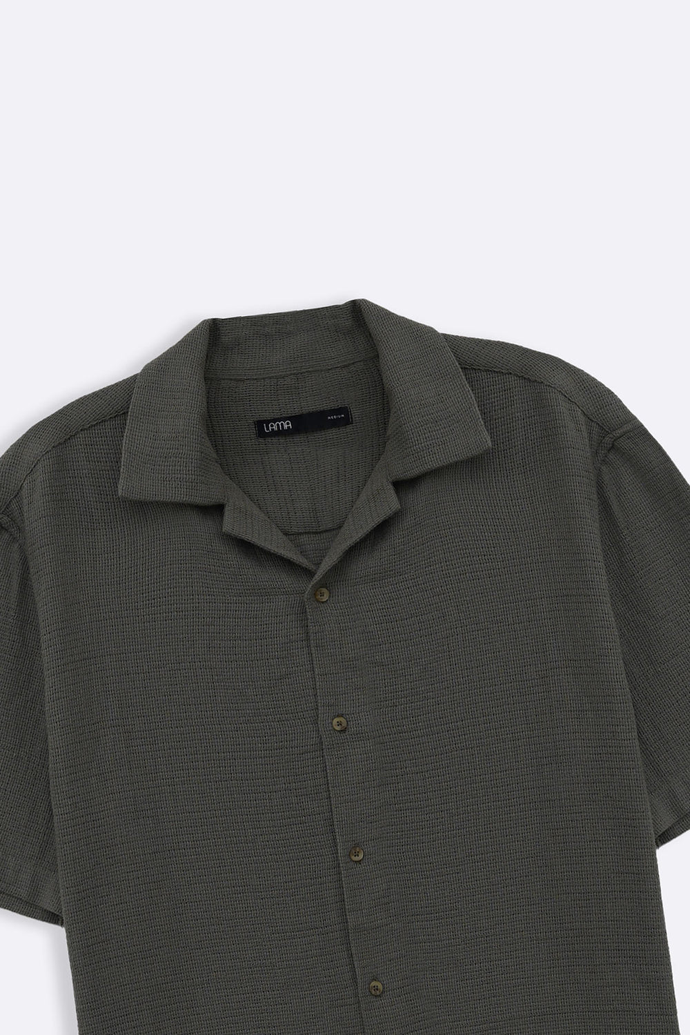 OLIVE TEXTURED COTTON SAFARI SHIRT