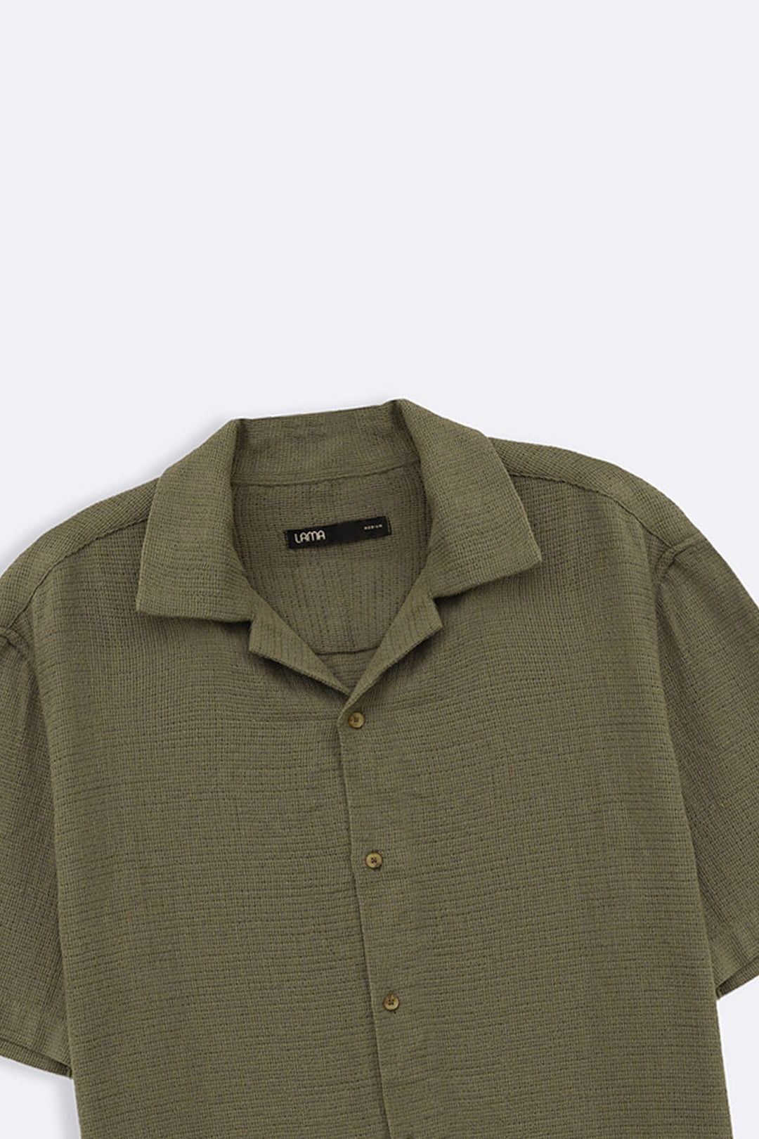 OLIVE TEXTURED COTTON SAFARI SHIRT