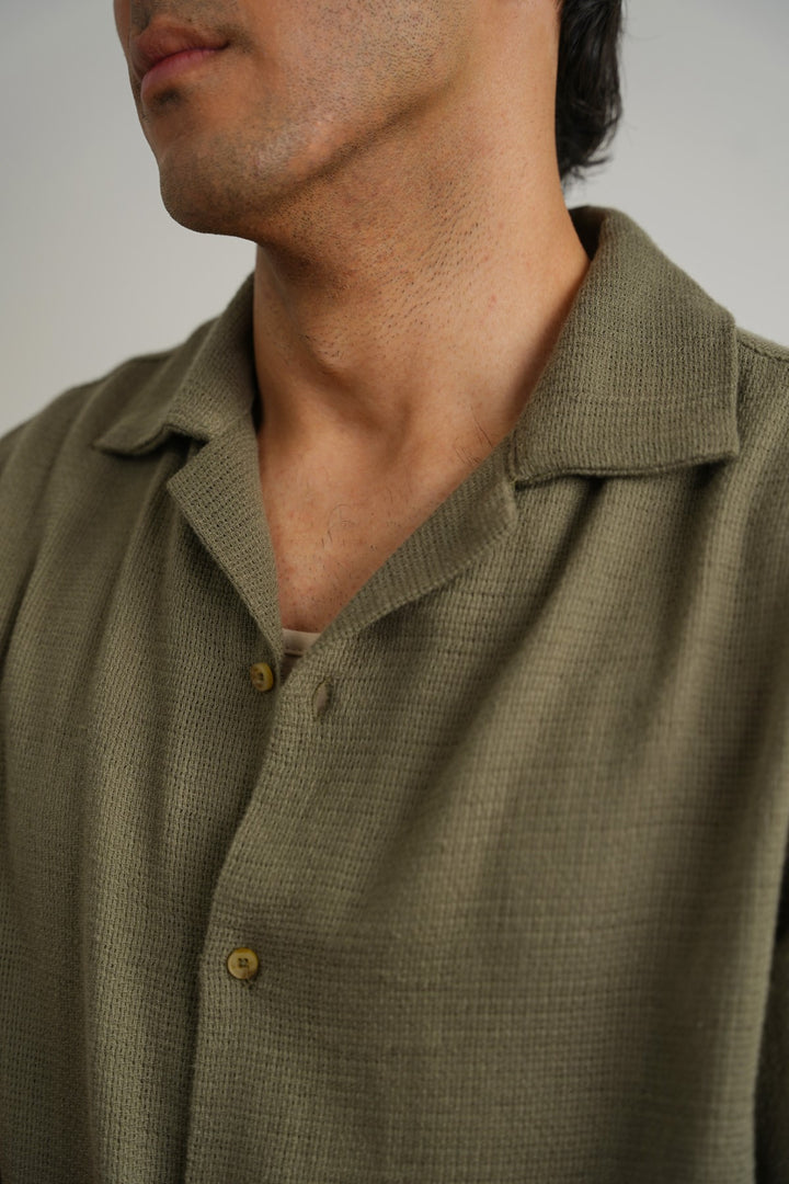 TEXTURED COTTON SAFARI SHIRT