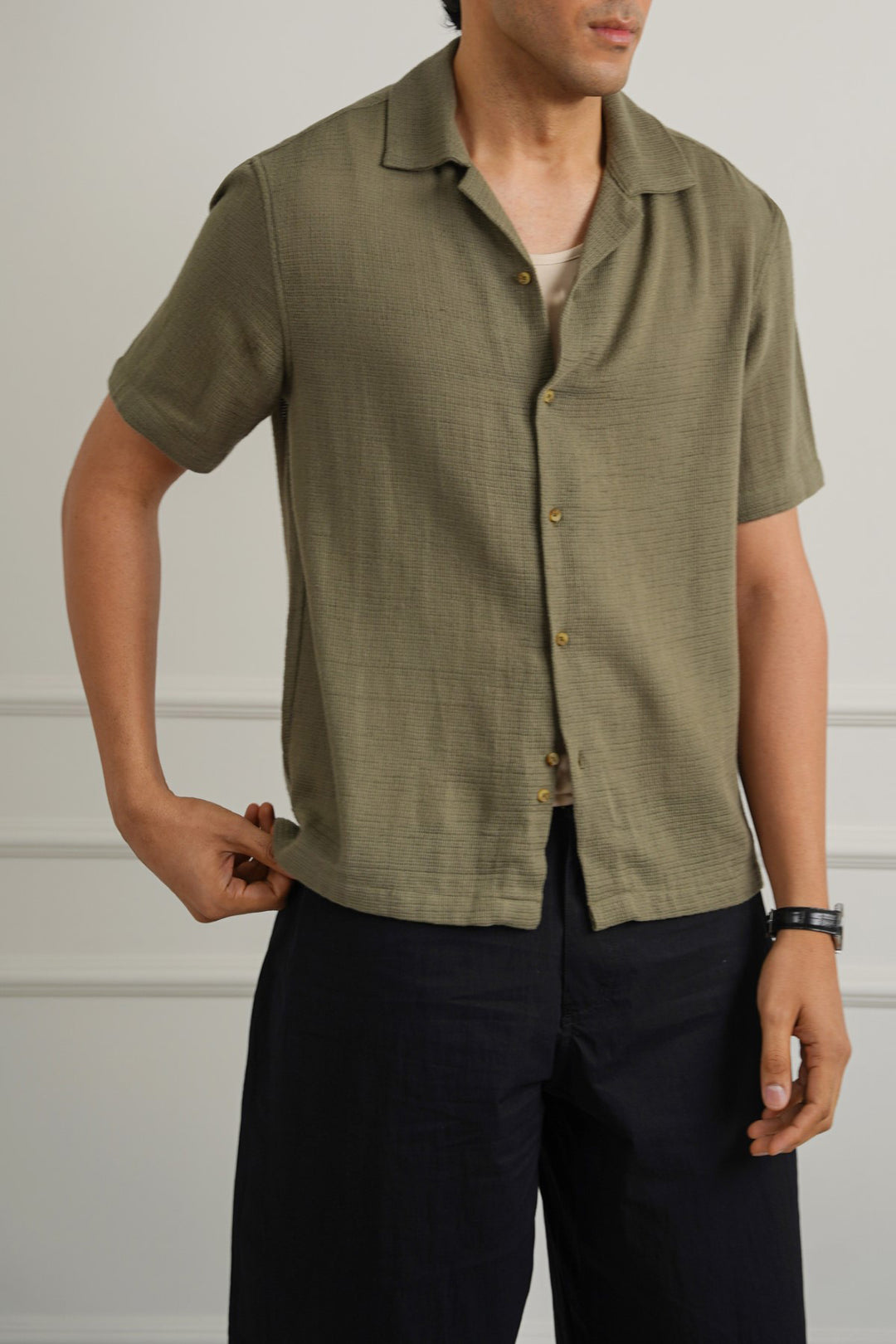 TEXTURED COTTON SAFARI SHIRT