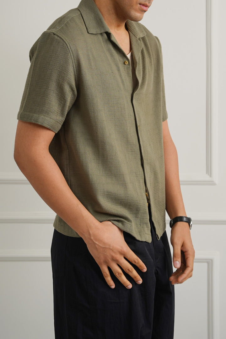 TEXTURED COTTON SAFARI SHIRT