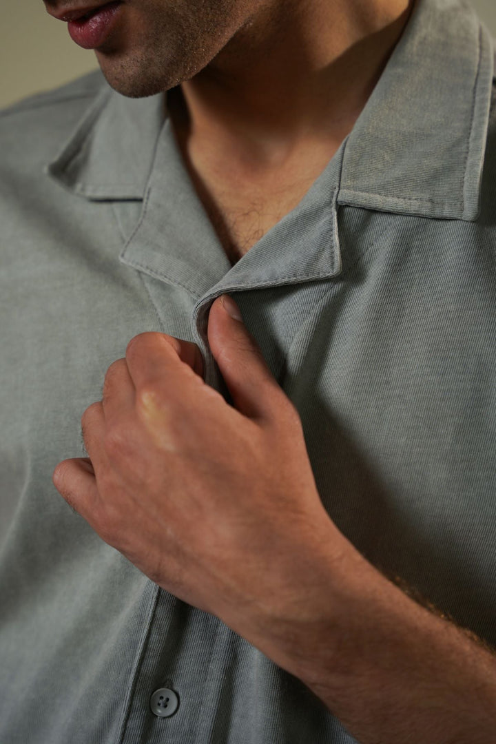 GREY WASHED EFFECT SAFARI SHIRT