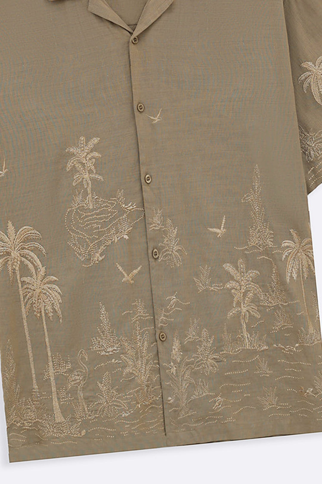 BEIGE SPRING EMBROIDERED SHIRT