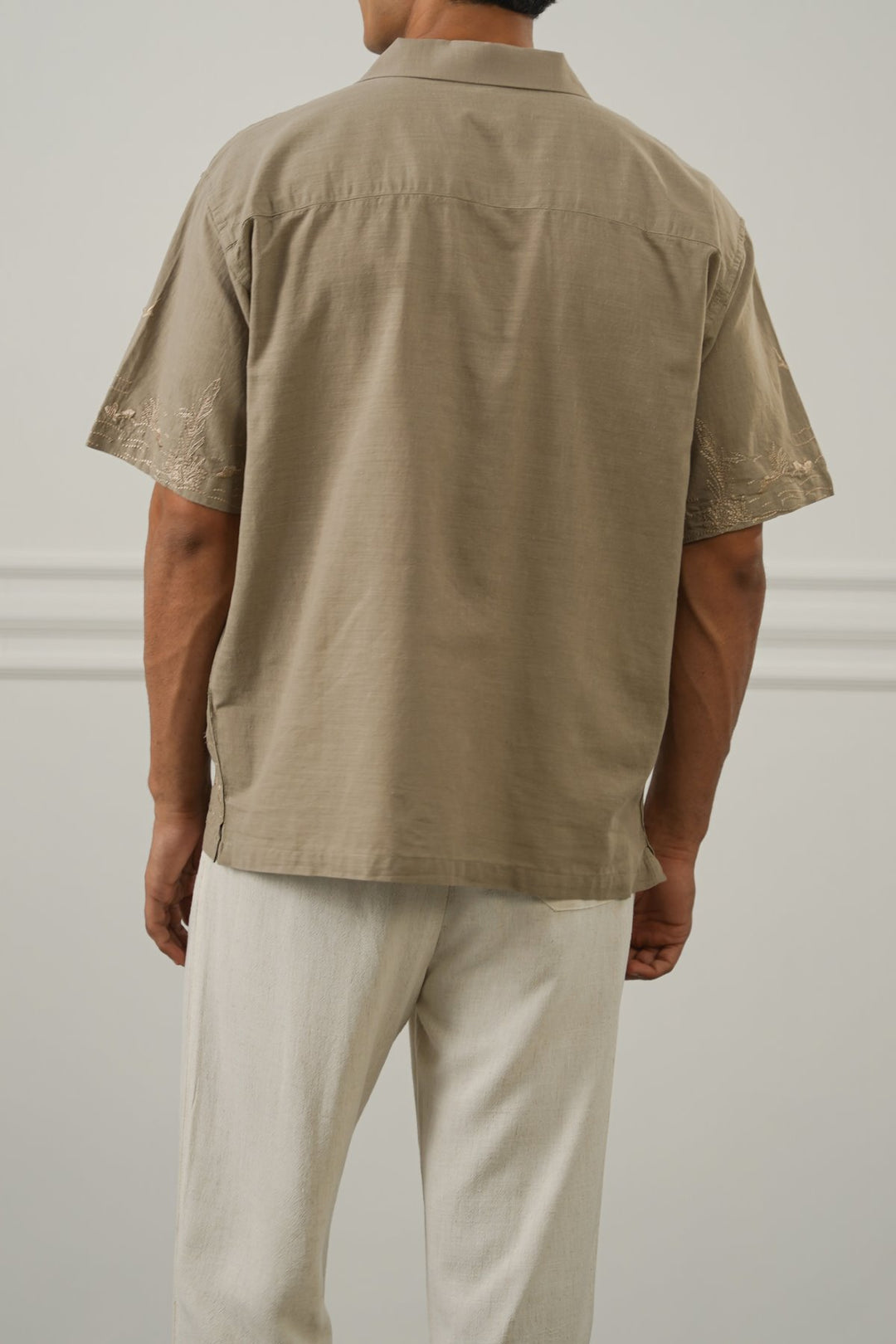 BEIGE SPRING EMBROIDERED SHIRT