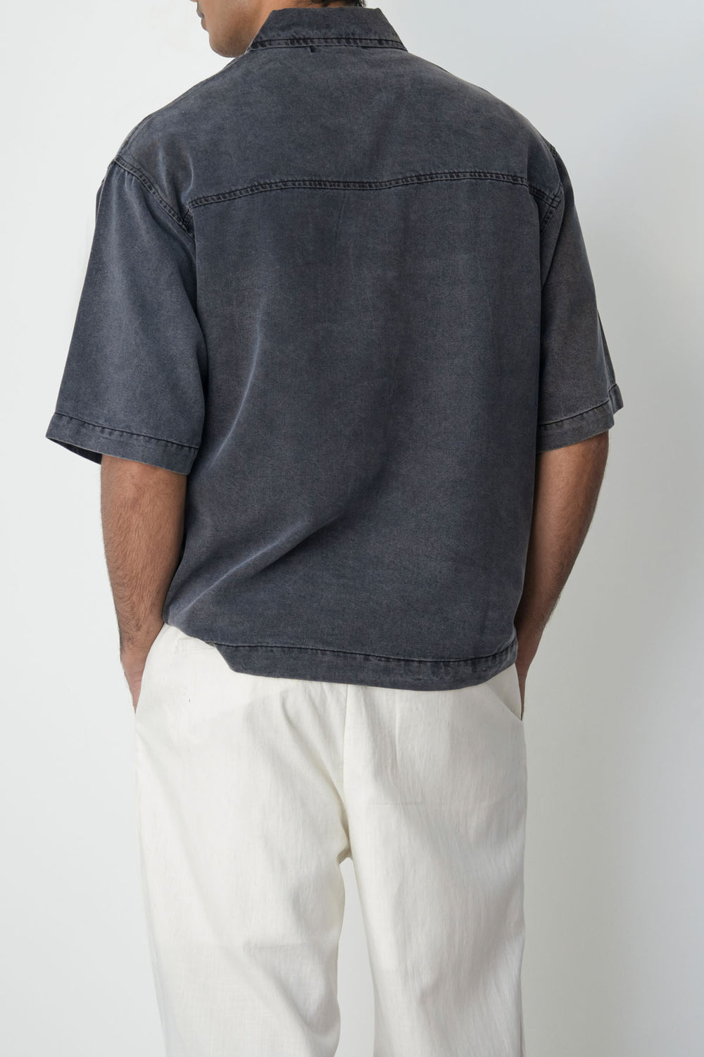 CHARCOAL WASHED LYOCELL SHIRT