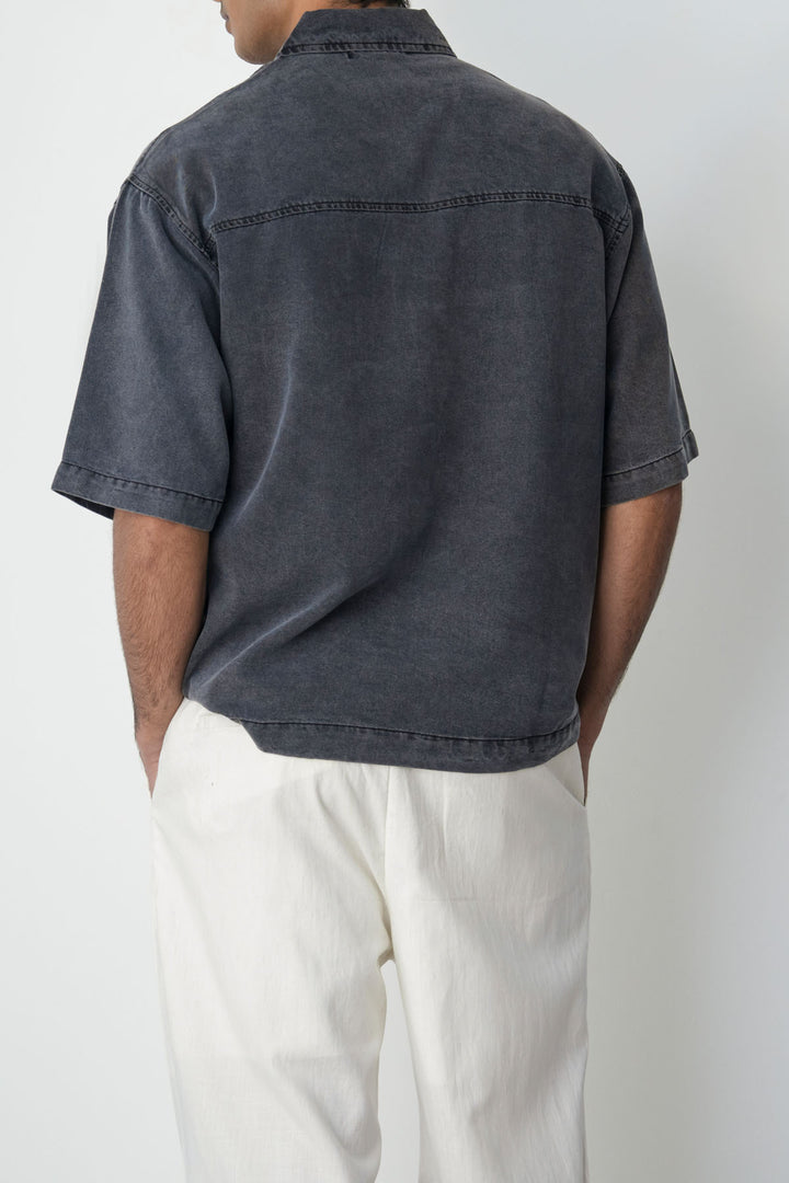 CHARCOAL WASHED LYOCELL SHIRT