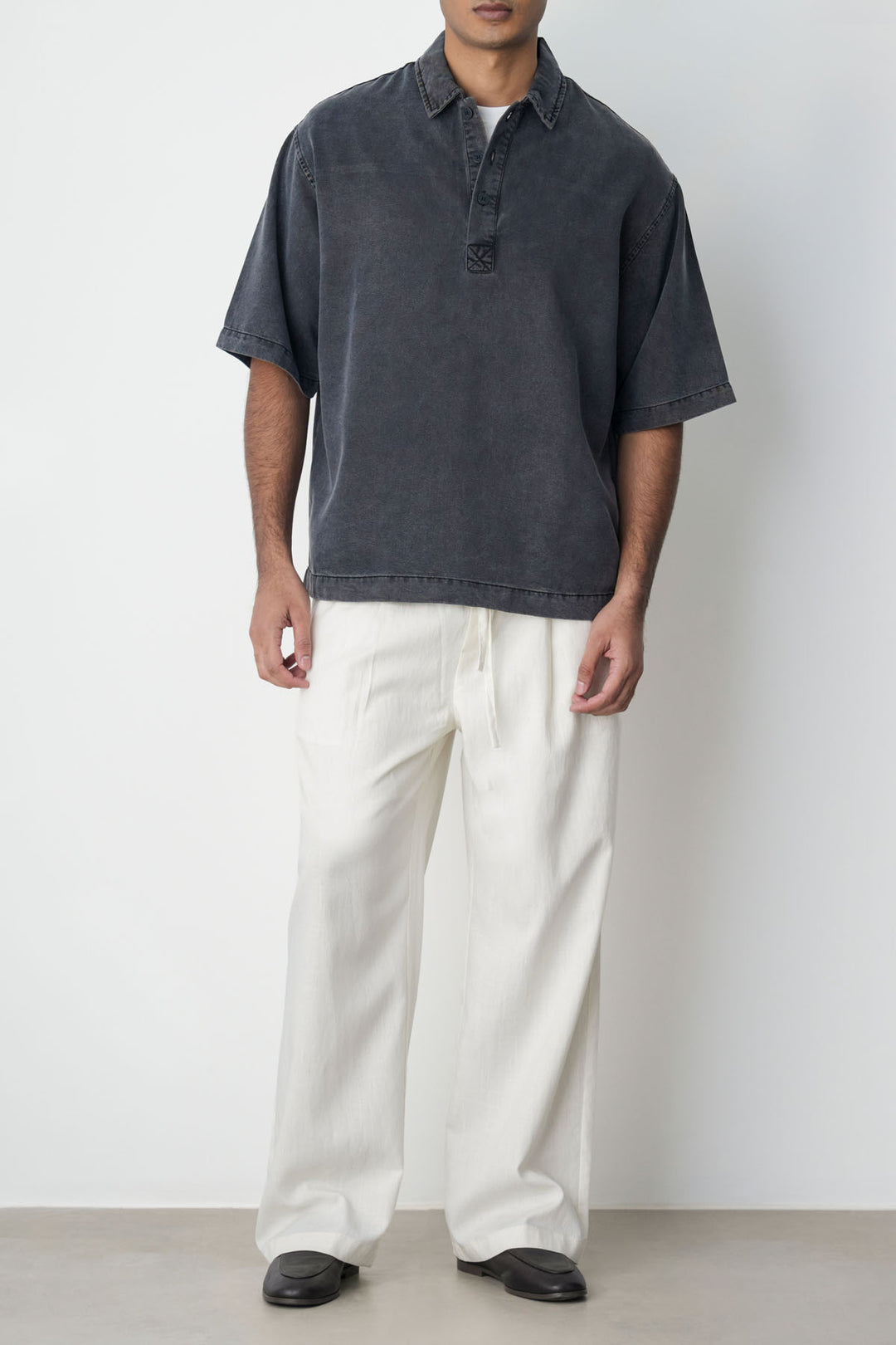 CHARCOAL WASHED LYOCELL SHIRT