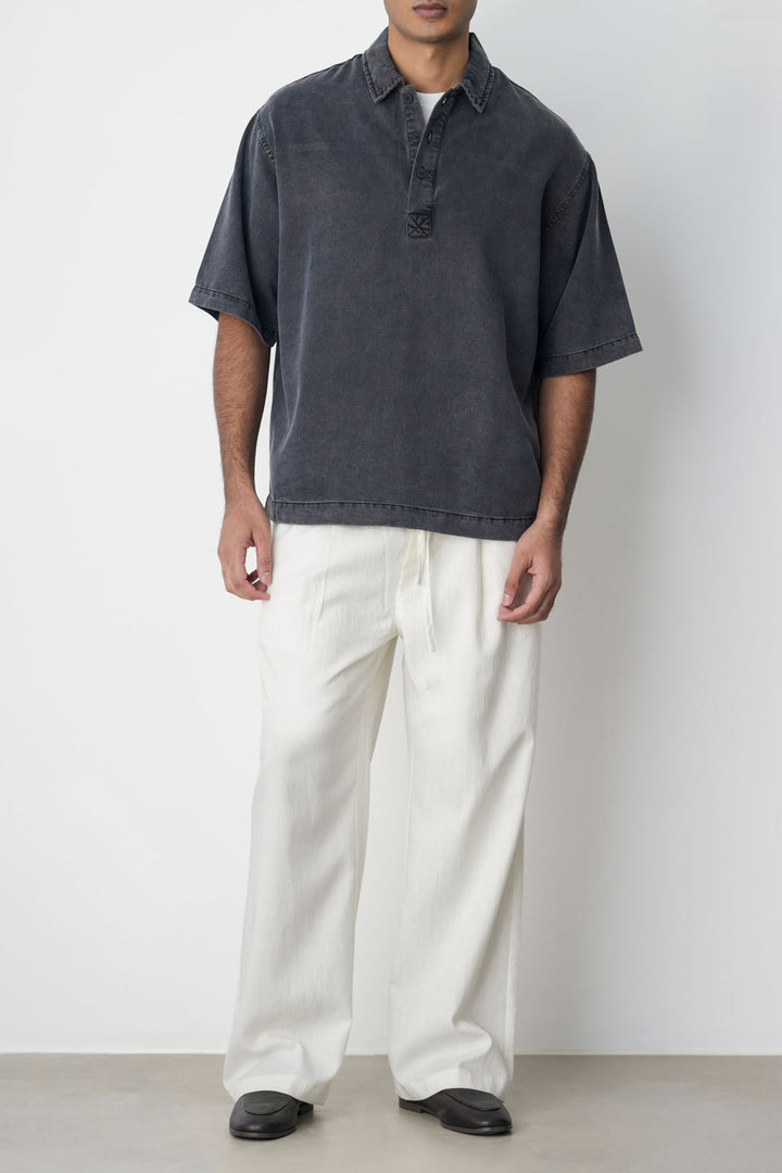 CHARCOAL WASHED LYOCELL SHIRT
