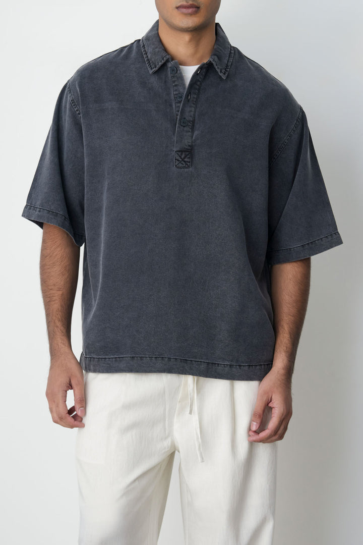 CHARCOAL WASHED LYOCELL SHIRT