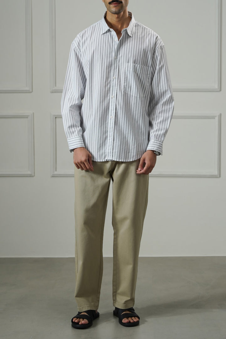 WHITE COTTON STRIPED SHIRT