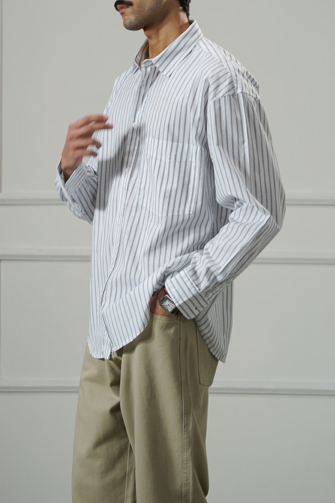 WHITE COTTON STRIPED SHIRT
