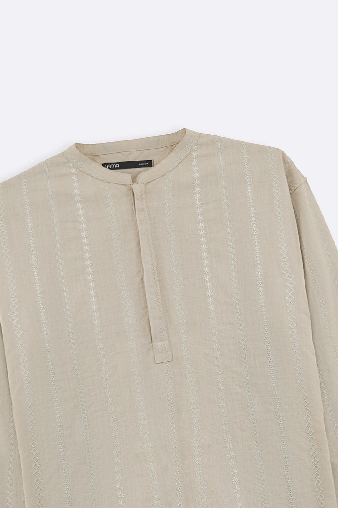 ECRU EMBROIDERED HALF PLACKET SHIRT