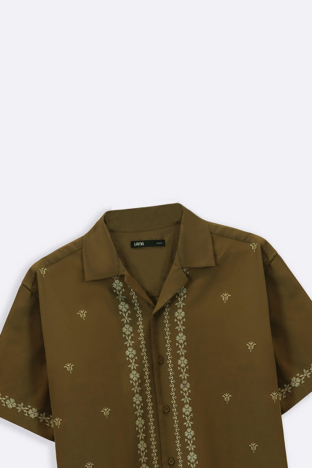 BROWN SUMMER CLUB EMBROIDERED SHIRT