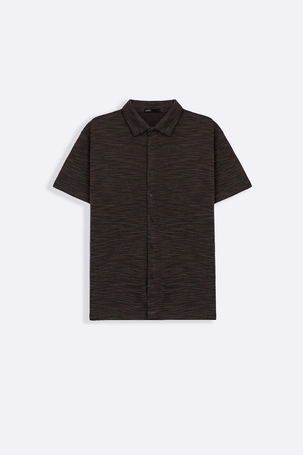 DARK BROWN CRINKLE TEXTURED SHIRT