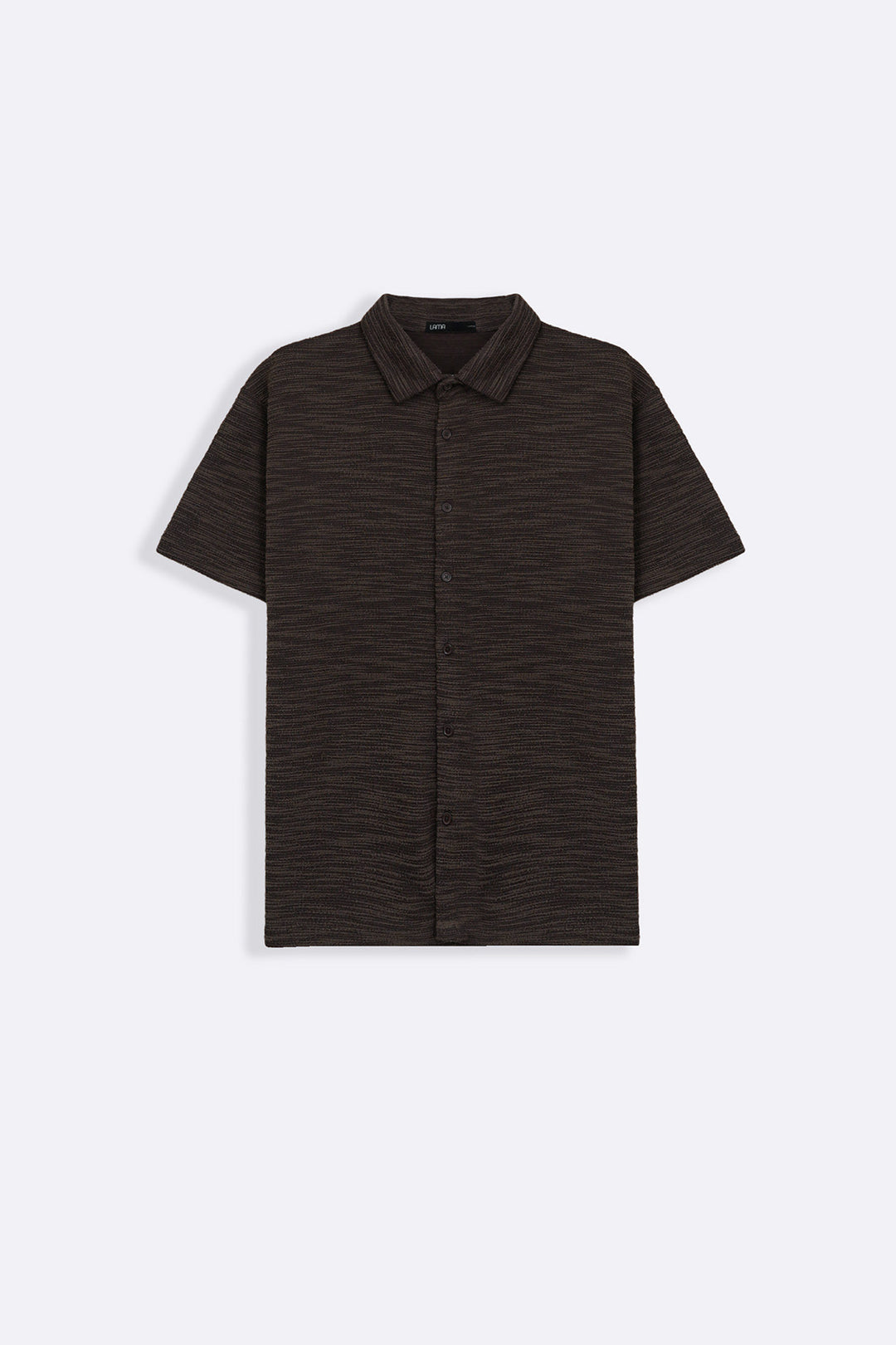 DARK BROWN CRINKLE TEXTURED SHIRT