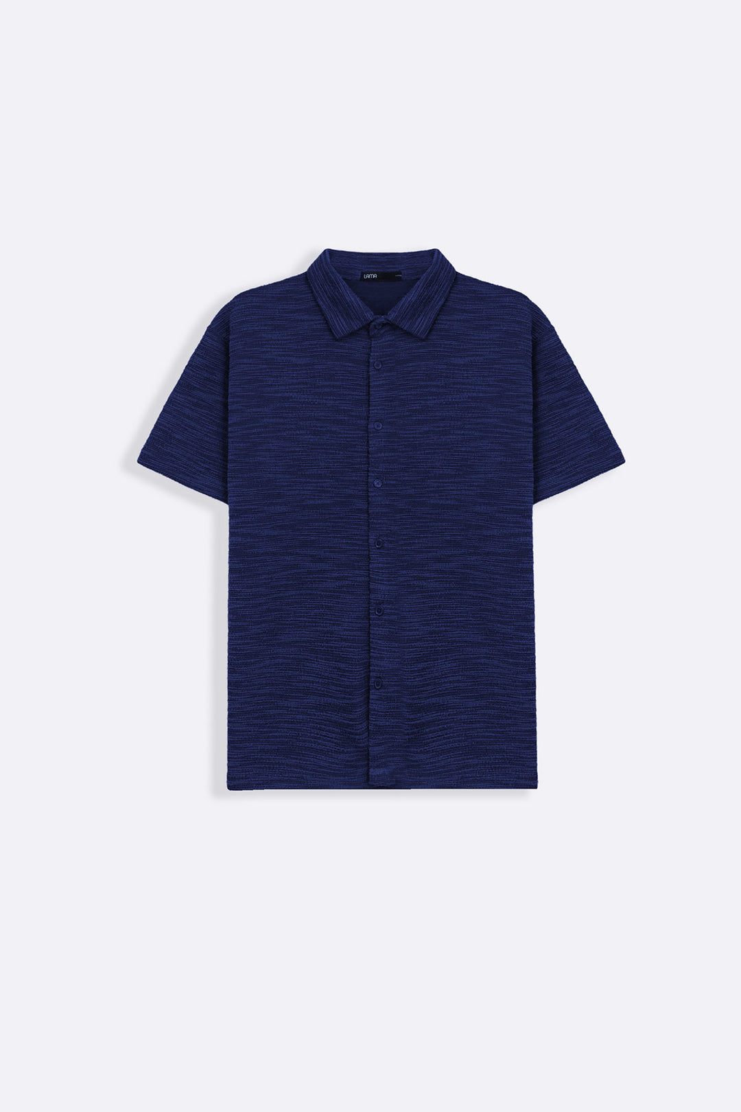 NAVY CRINKLE TEXTURED SHIRT