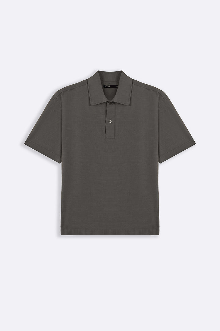 MOUSE GREY QUARTER PLACKET SHIRT