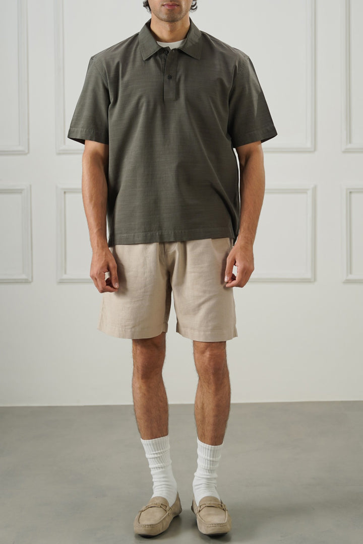 MOUSE GREY QUARTER PLACKET SHIRT