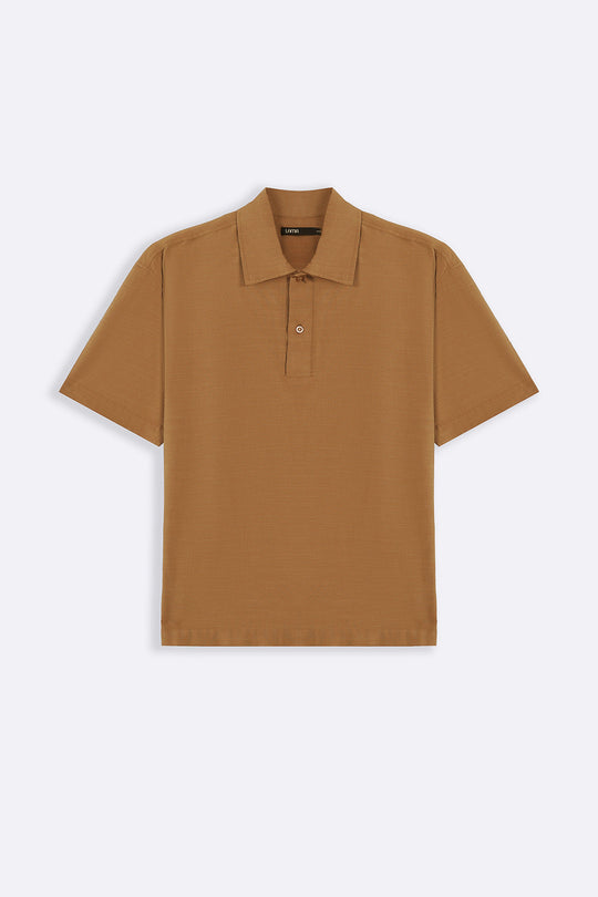 OCHRE BROWN QUARTER PLACKET SHIRT
