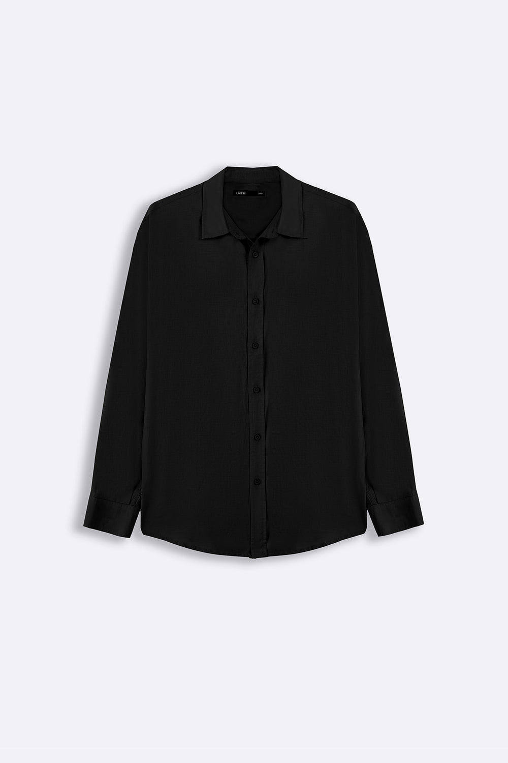 BLACK FLOWY COTTON BLEND SHIRT