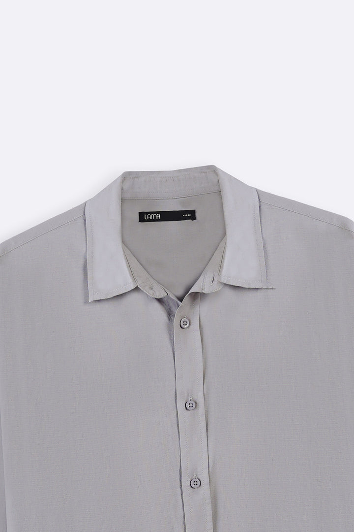 GREY FLOWY COTTON BLEND SHIRT